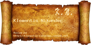 Klementis Nikander névjegykártya